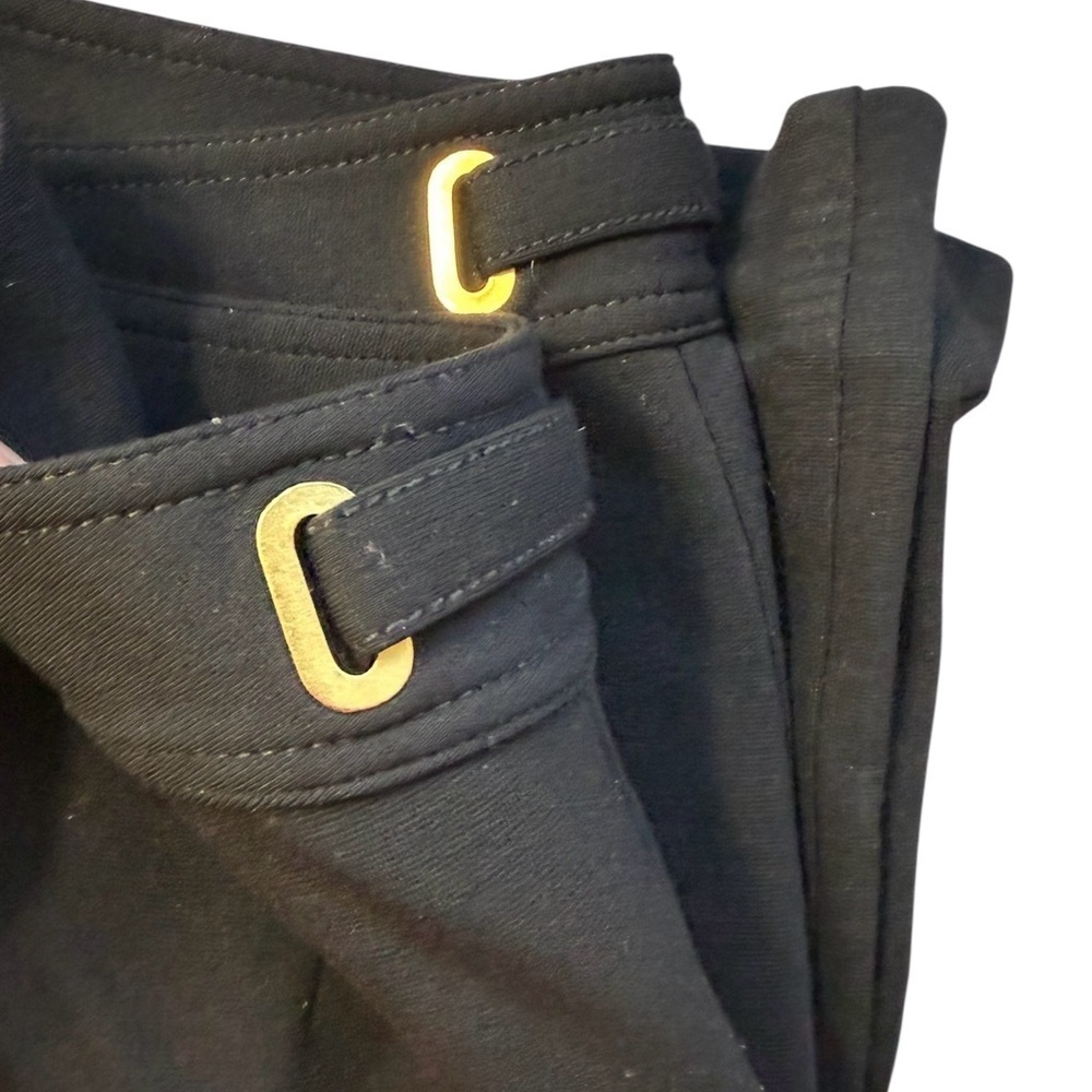 St. John Women's Wide Leg Dress Pants Black With Gold Metal Accents Size 8 - Picture 4 of 4